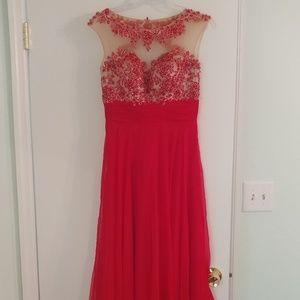 Red beaded gown
